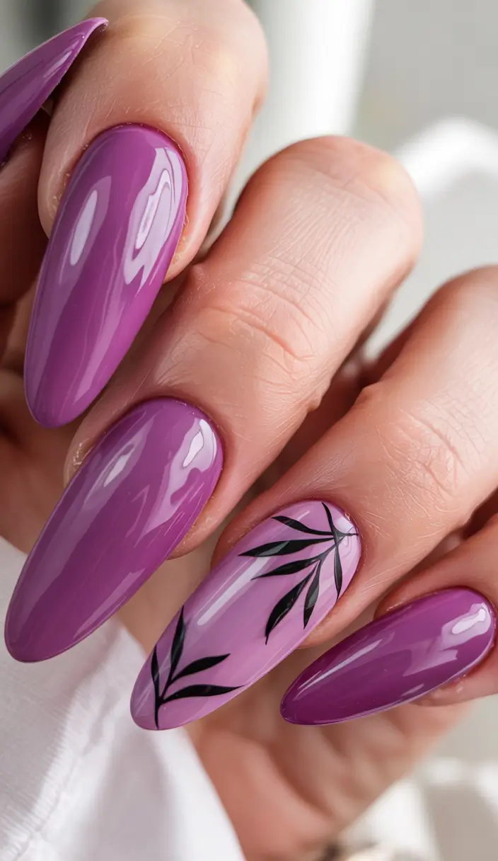 Purple Summer Nails You’ll Love in 2025 Almond Leaf Drama