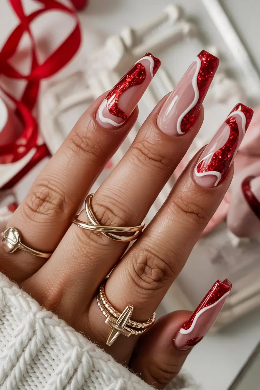 Red Nails That Pop Summer 20255 Sparkle Curve Drama