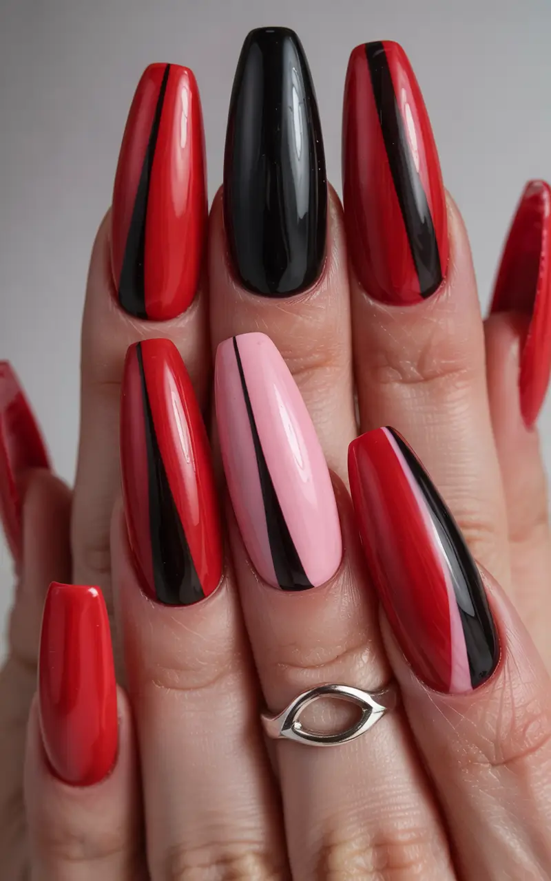 Red Nails That Pop Summer 20255 Power Geometry