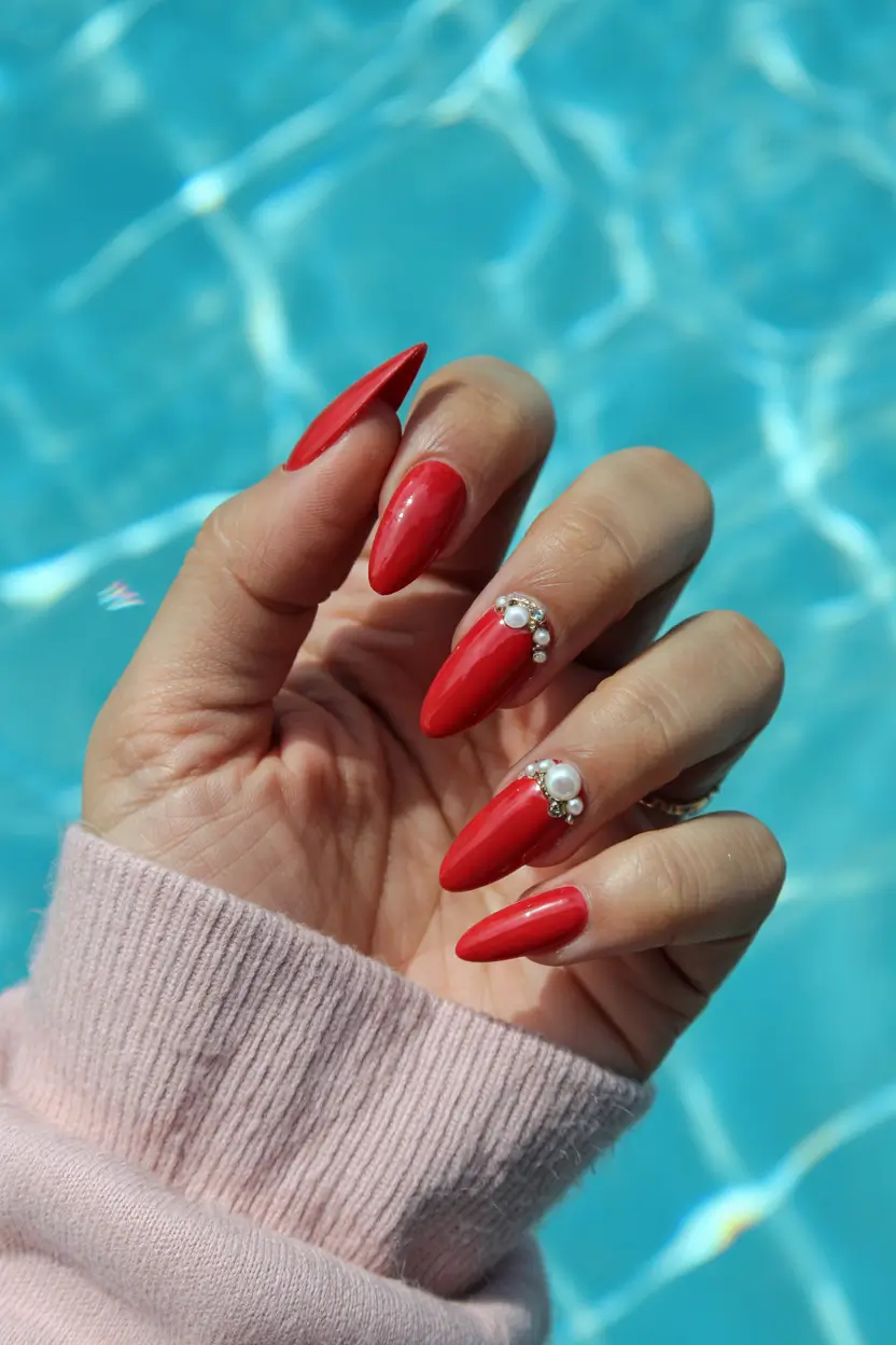 Red Nails That Pop Summer 20255 Poolside Jewels