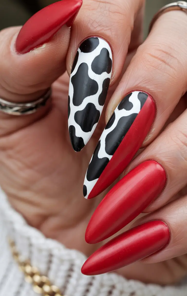 Red Nails That Pop Summer 20255+High-Drama Cow Print With a Twist