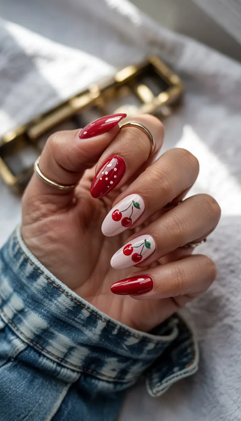 Red Nails That Pop Summer 20255+Cherry Art for Summer Sweetness