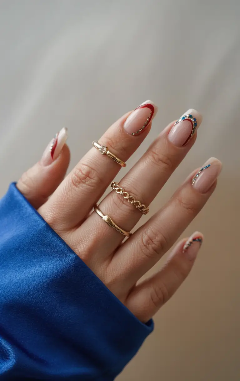 Red, White & Blue Nails for 4th of july 2025 - Gilded Minimalist Tips with a Twist