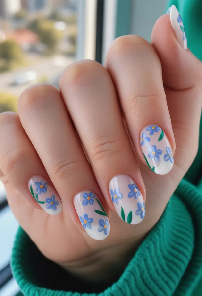 round nail inspo for summer 2025+Forget-Me-Not Blues