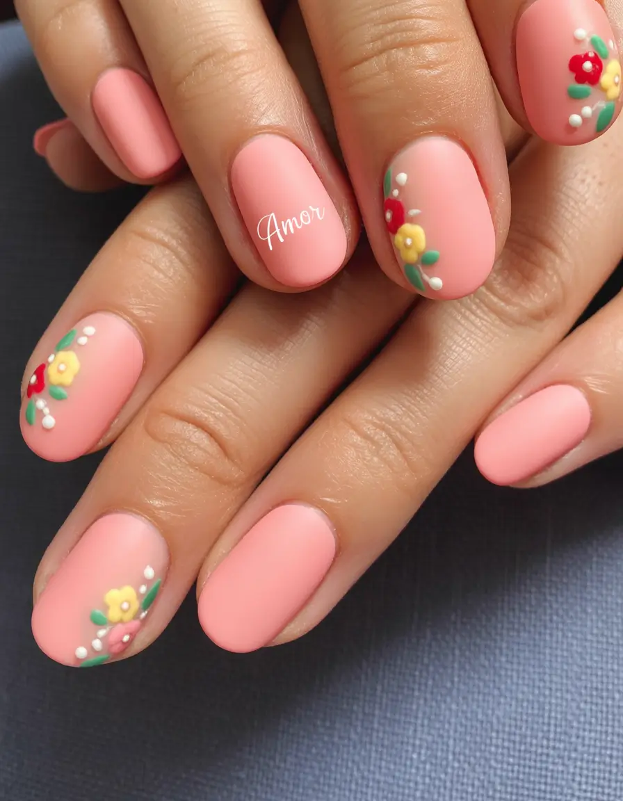 round nail inspo for summer 2025+Peach Garden Romance