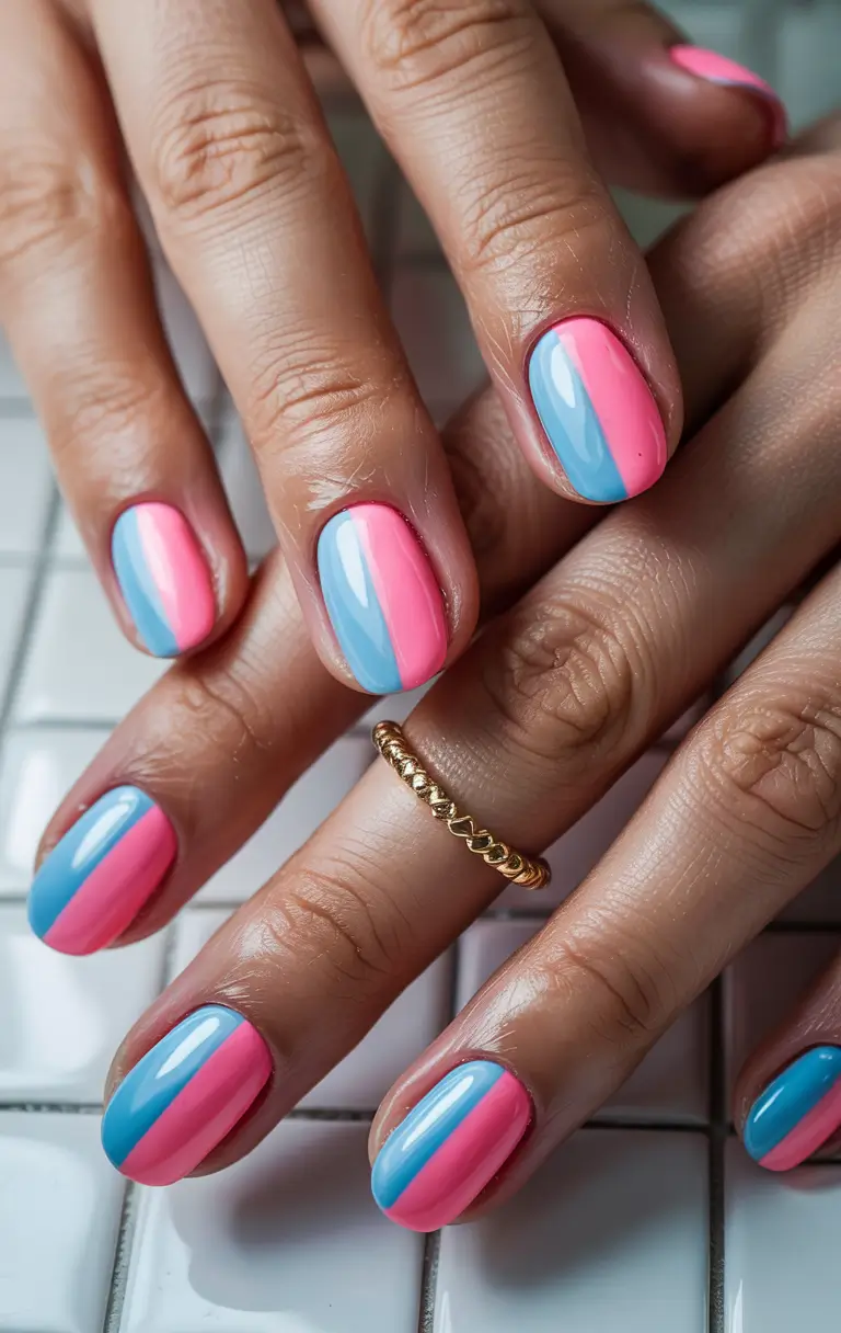 round nail inspo for summer 2025+Cotton Candy Split