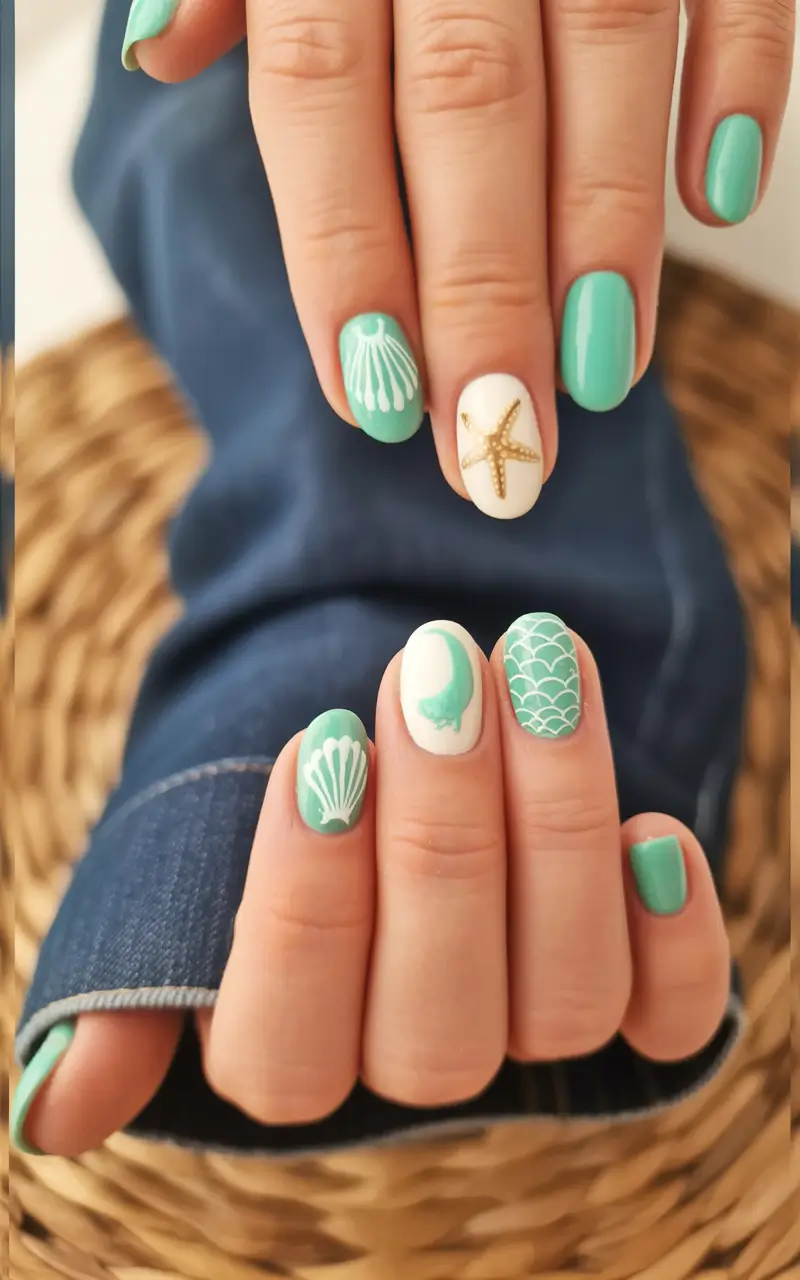 round nail inspo for summer 2025+Mint Sea Magic