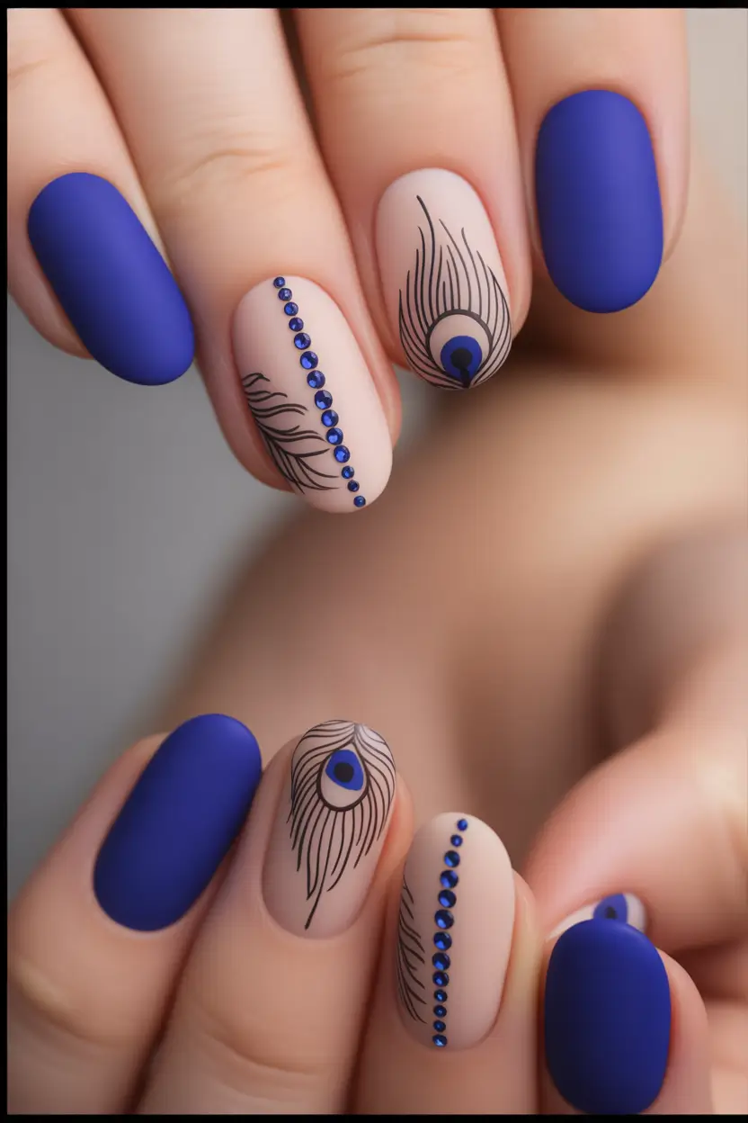 round nail inspo for summer 2025 Peacock Blue Drama