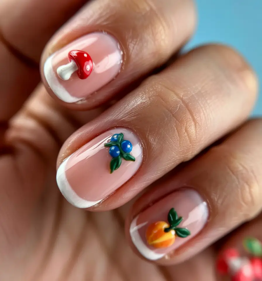 short nail inspo for summer 2025 3D Garden Picnic French