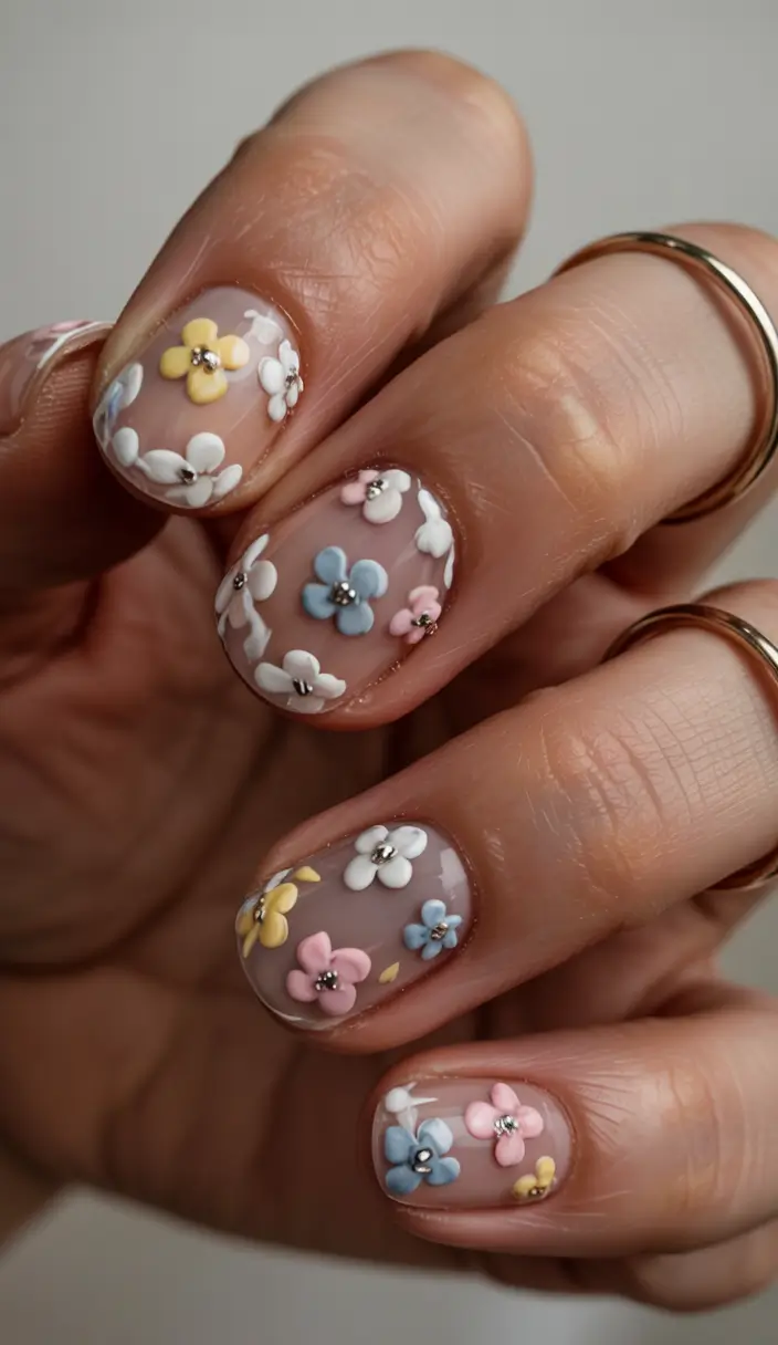 short nail inspo for summer 2025 Pastel Pop Daisies