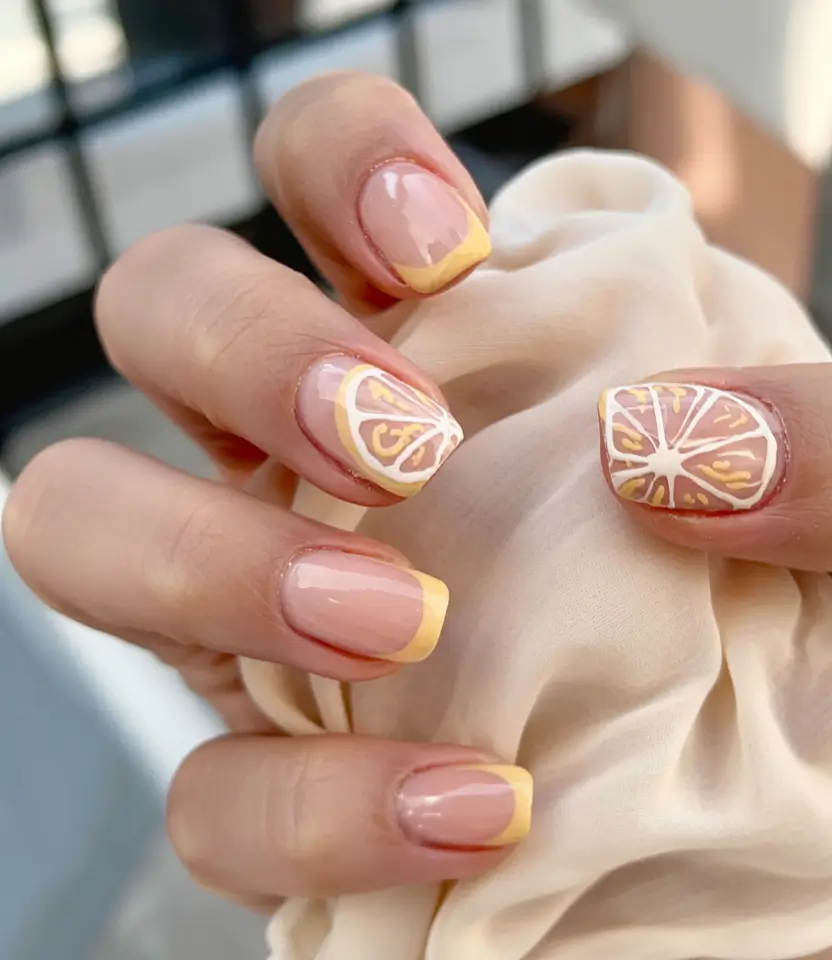 short nail inspo for summer 2025 Lemon Zest French