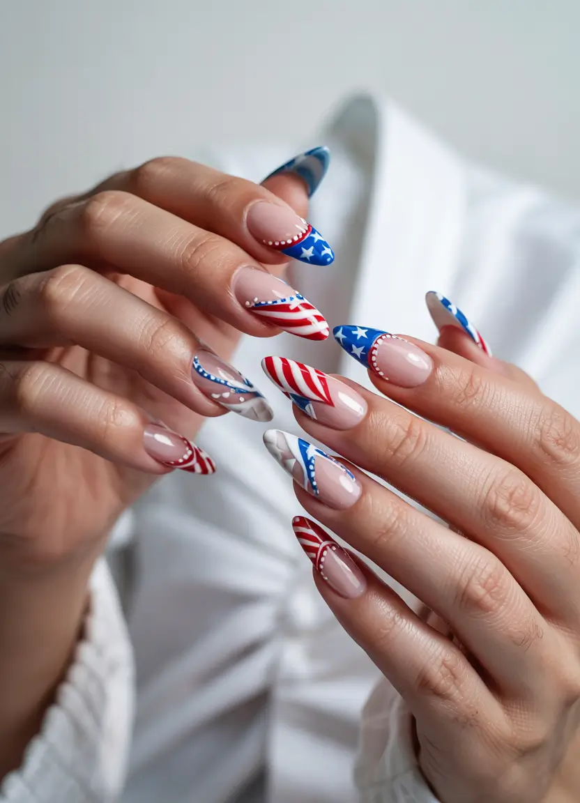 Simple & Cute 4th of July Nails 2025 Stars & Stripes Meet French Chic