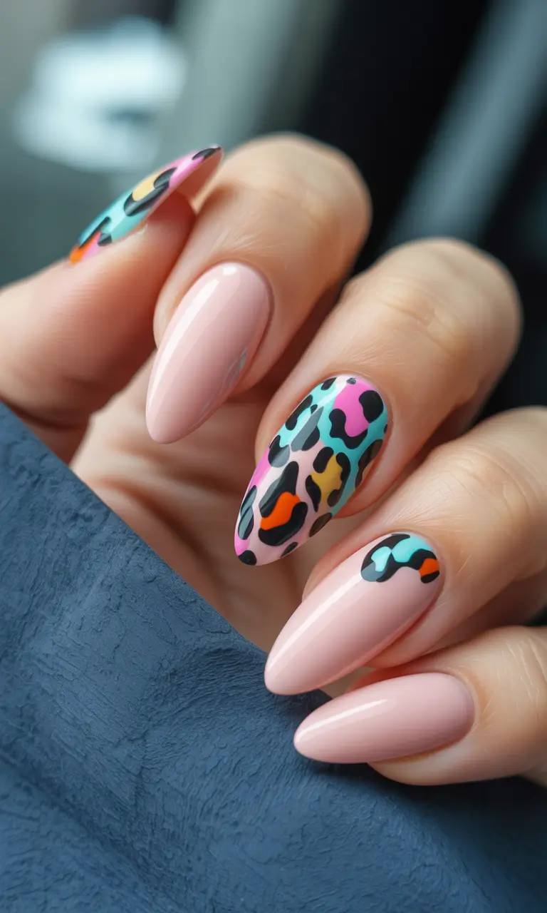 Simple & Cute 4th of July Nails 2025 Playful Animal Print Meets Pop-Art Vibes
