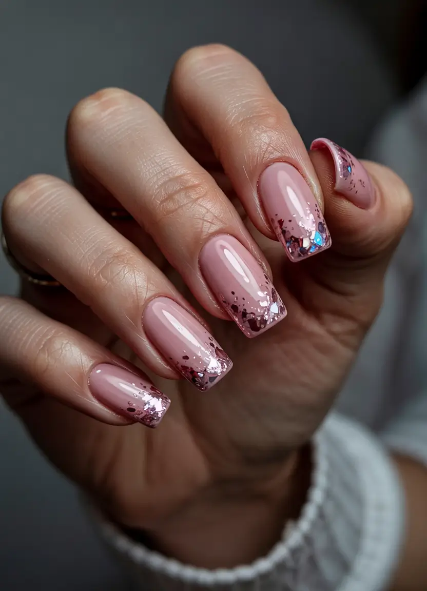 Simple & Cute 4th of July Nails 2025 Rosé Sparkle French for Day-to-Night Glam
