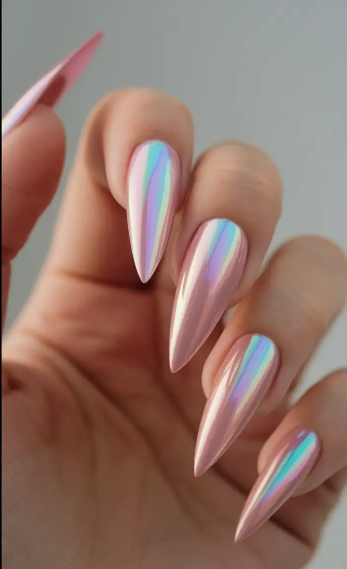 Simple & Cute 4th of July Nails 2025 Iridescent Chrome for a Futuristic Fourth