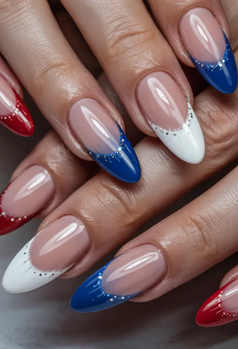 Simple & Cute 4th of July Nails 2025 Modern French with Patriotic Pop
