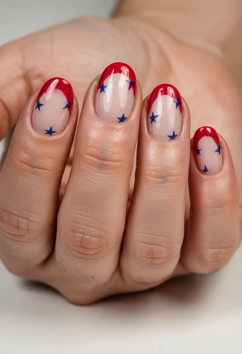 simple fourth of july nails ideas 2025 Classic French Meets Star-Spangled Vibe