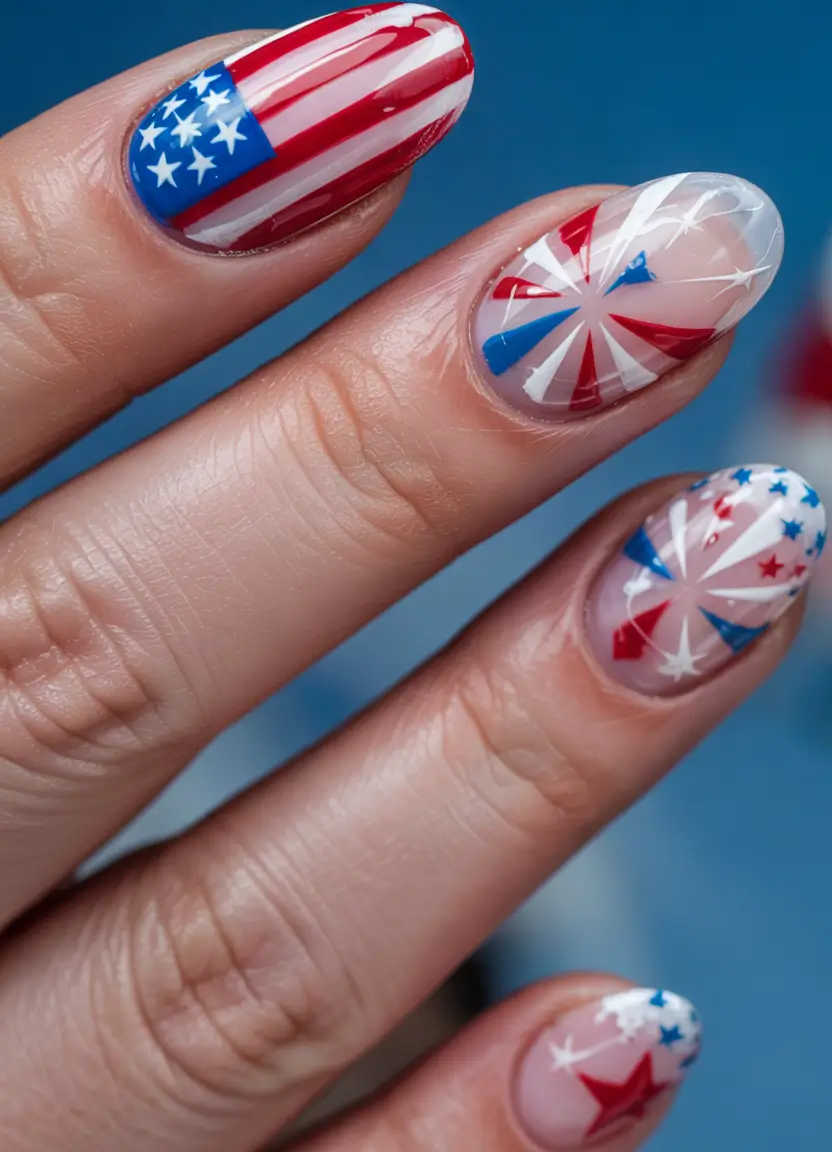 simple fourth of july nails ideas 2025 Firework Fantasy with a Twist