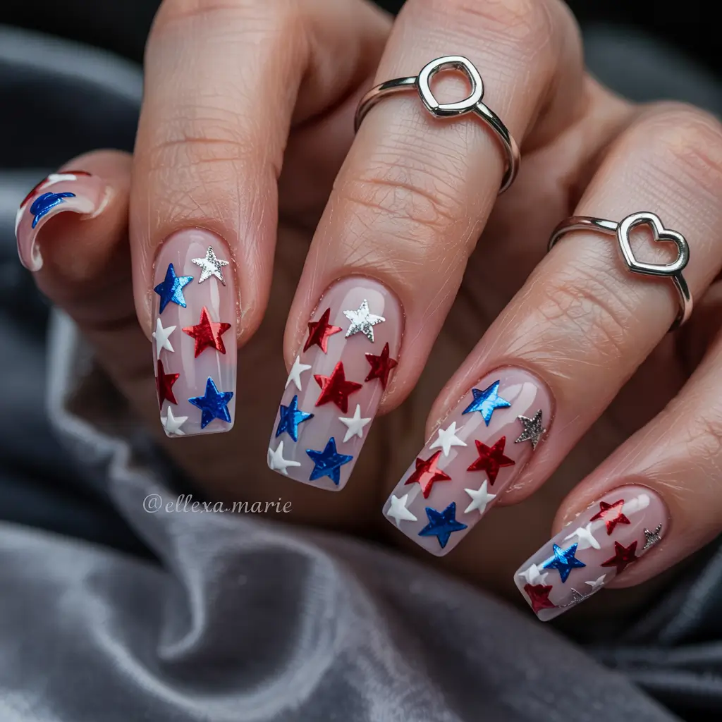 simple fourth of july nails ideas 2025 Bold Starfield Drama