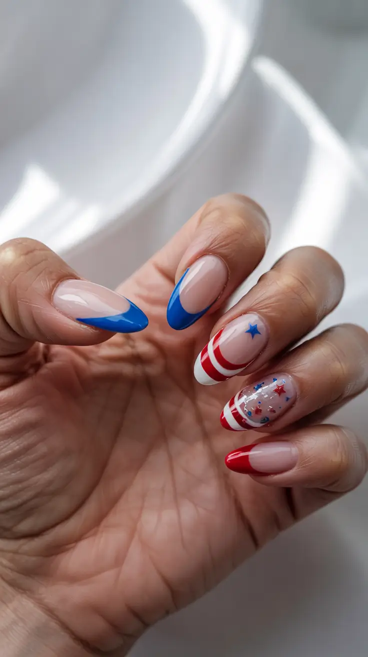 simple fourth of july nails ideas 2025 Mixed Media Americana