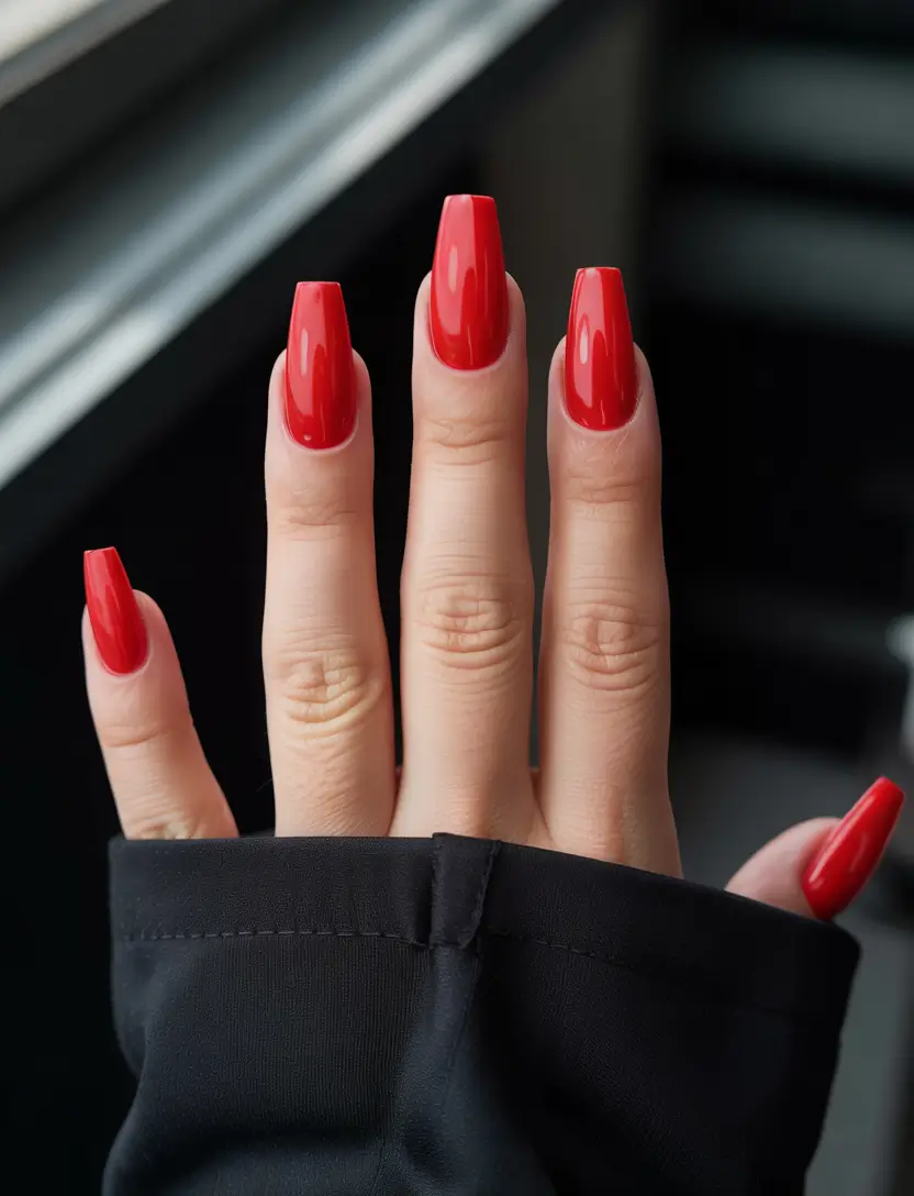 simple fourth of july nails ideas 2025 Cherry Red Drama