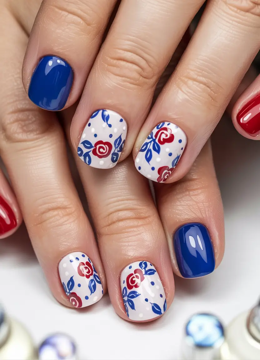 simple fourth of july nails ideas 2025 Patriotic Rose Garden