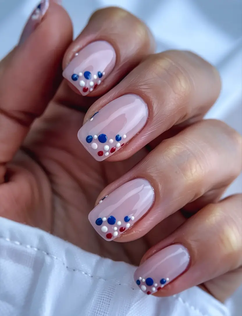 simple fourth of july nails ideas 2025 Confetti Dots & Barely-There Chic