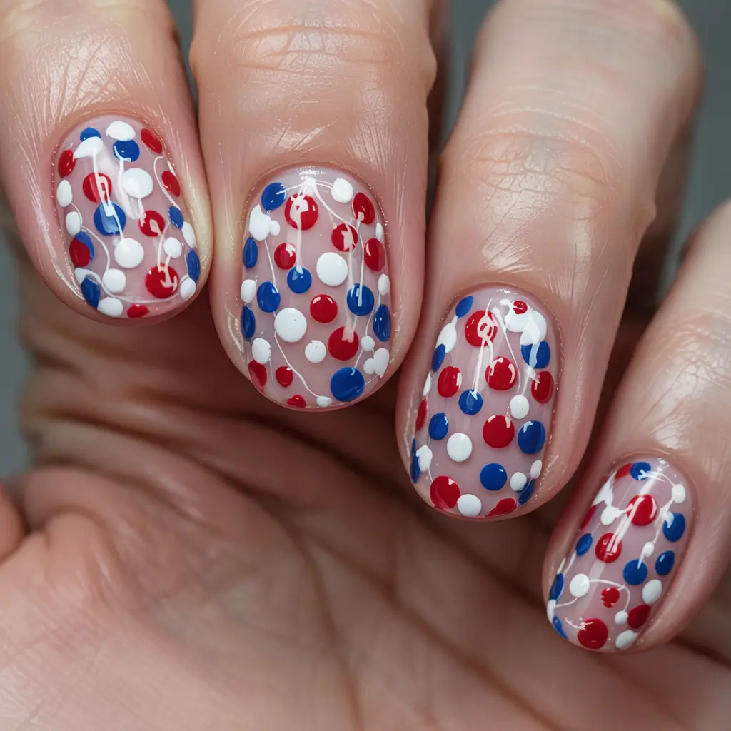 simple fourth of july nails ideas 2025 Confetti Dot Party