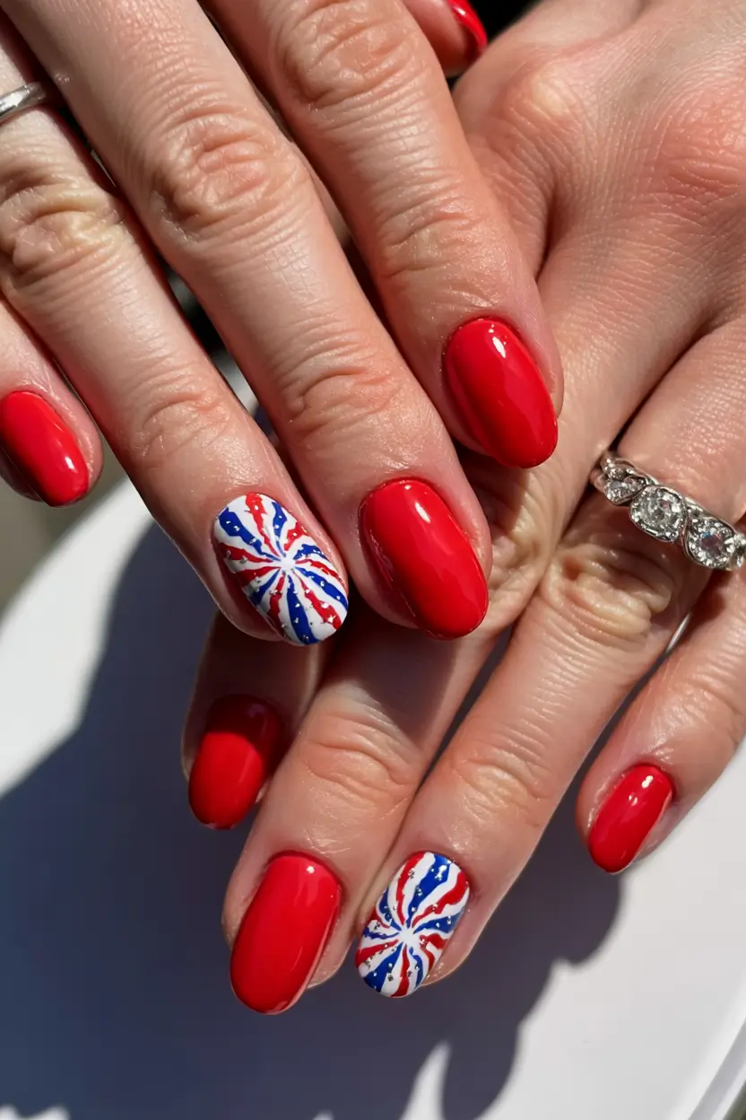 simple fourth of july nails ideas 2025 Firework Swirls with a Twist