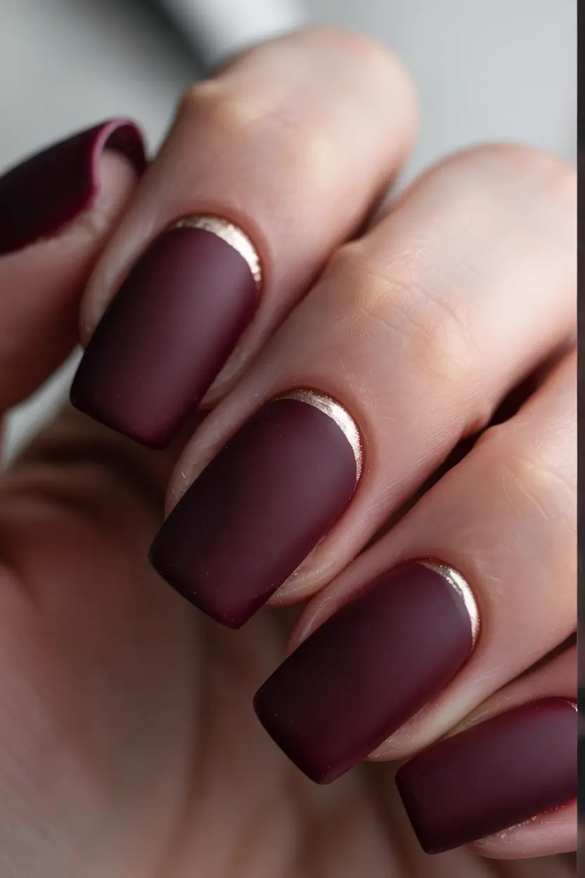 Simple Nails for a Chill 2025 Summer - Merlot Dip with a Hint of Luxe