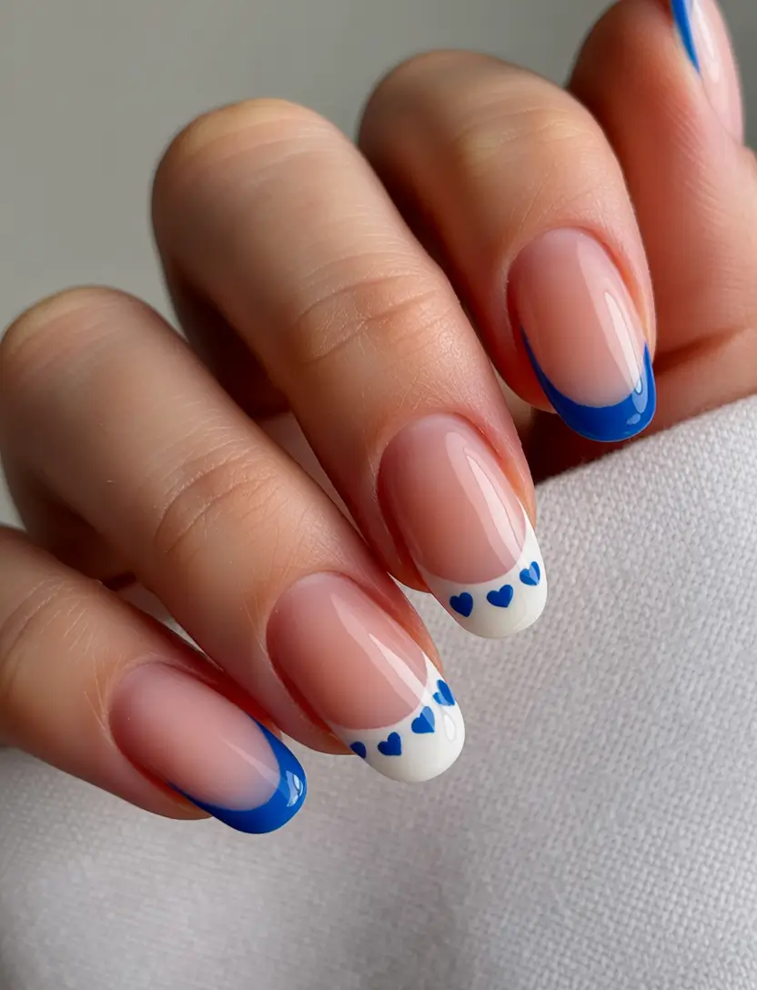 Simple Nails for a Chill 2025 Summer French With a Twist of Blue