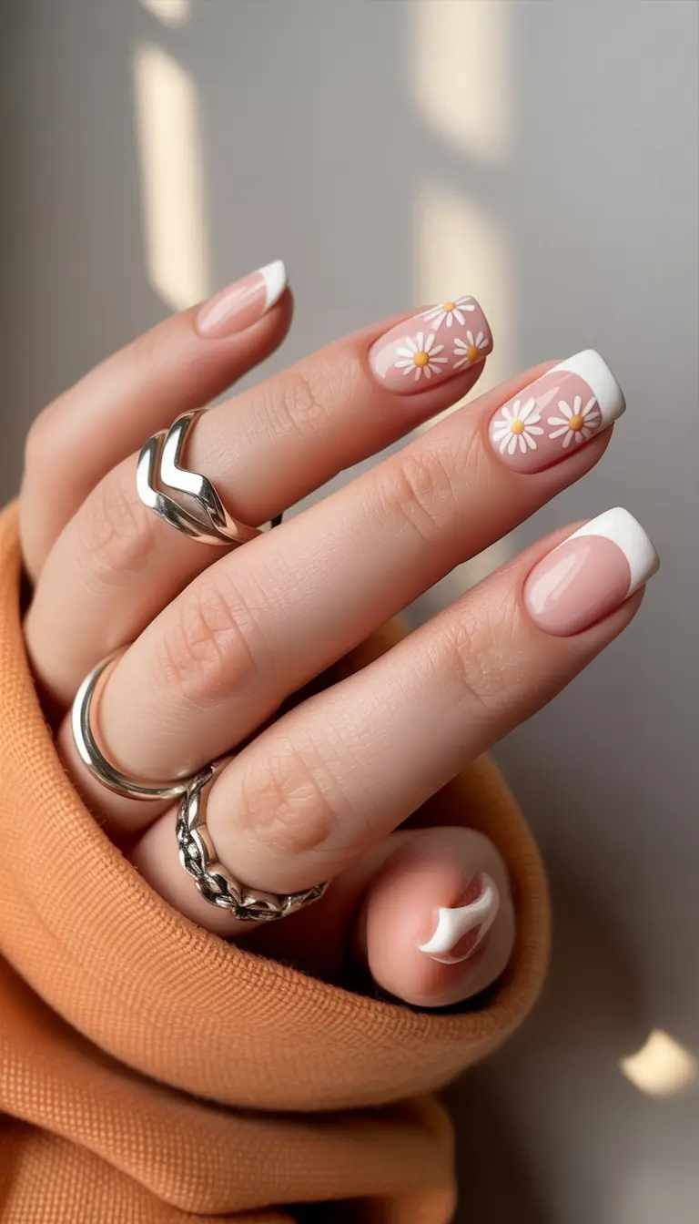 Simple Nails for a Chill 2025 Summer Daisy Days Forever