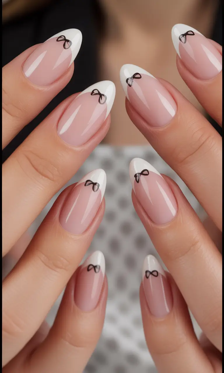 Simple Nails for a Chill 2025 Summer Minimal Bows for Maximum Charm