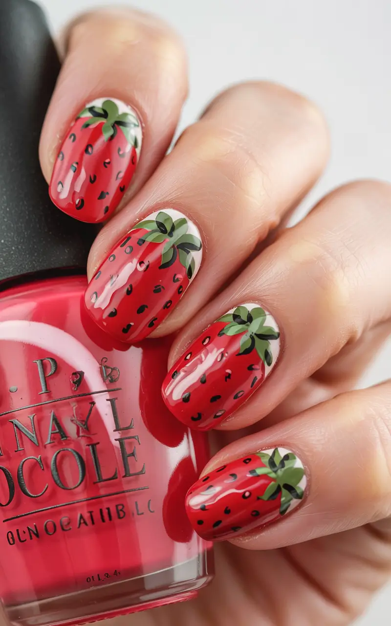 Strawberry nails inspo 2025 High-Shine Berry Statement