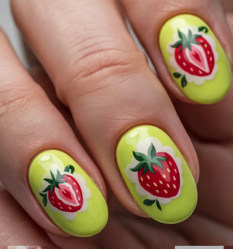Strawberry nails inspo 2025 Lemon-Lime Meets Strawberry Jam