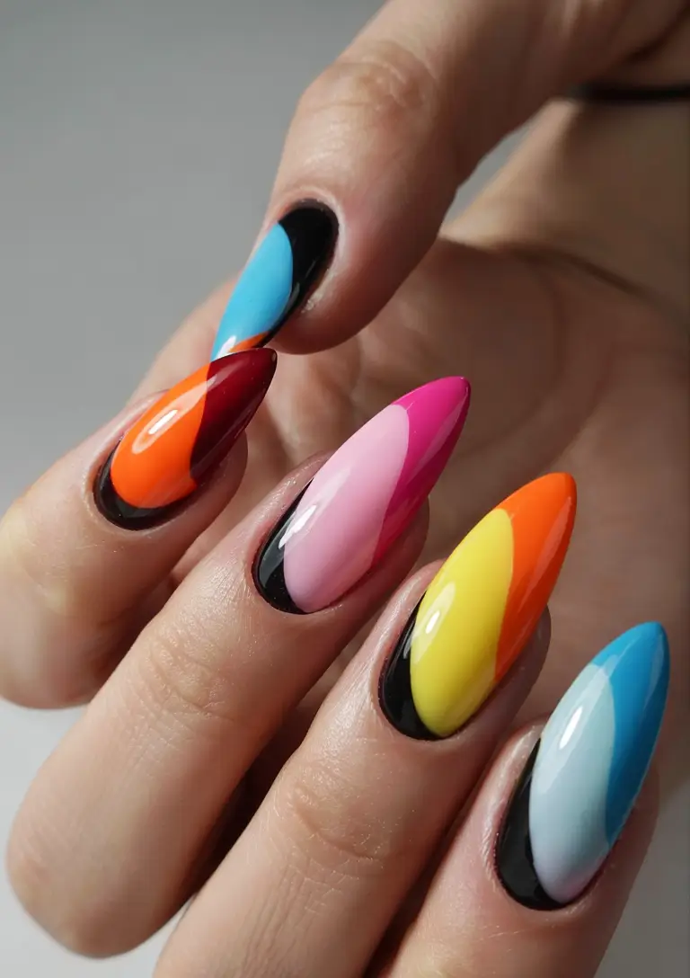 summer acrylic nail ideas 2025 Color Swipe Explosion