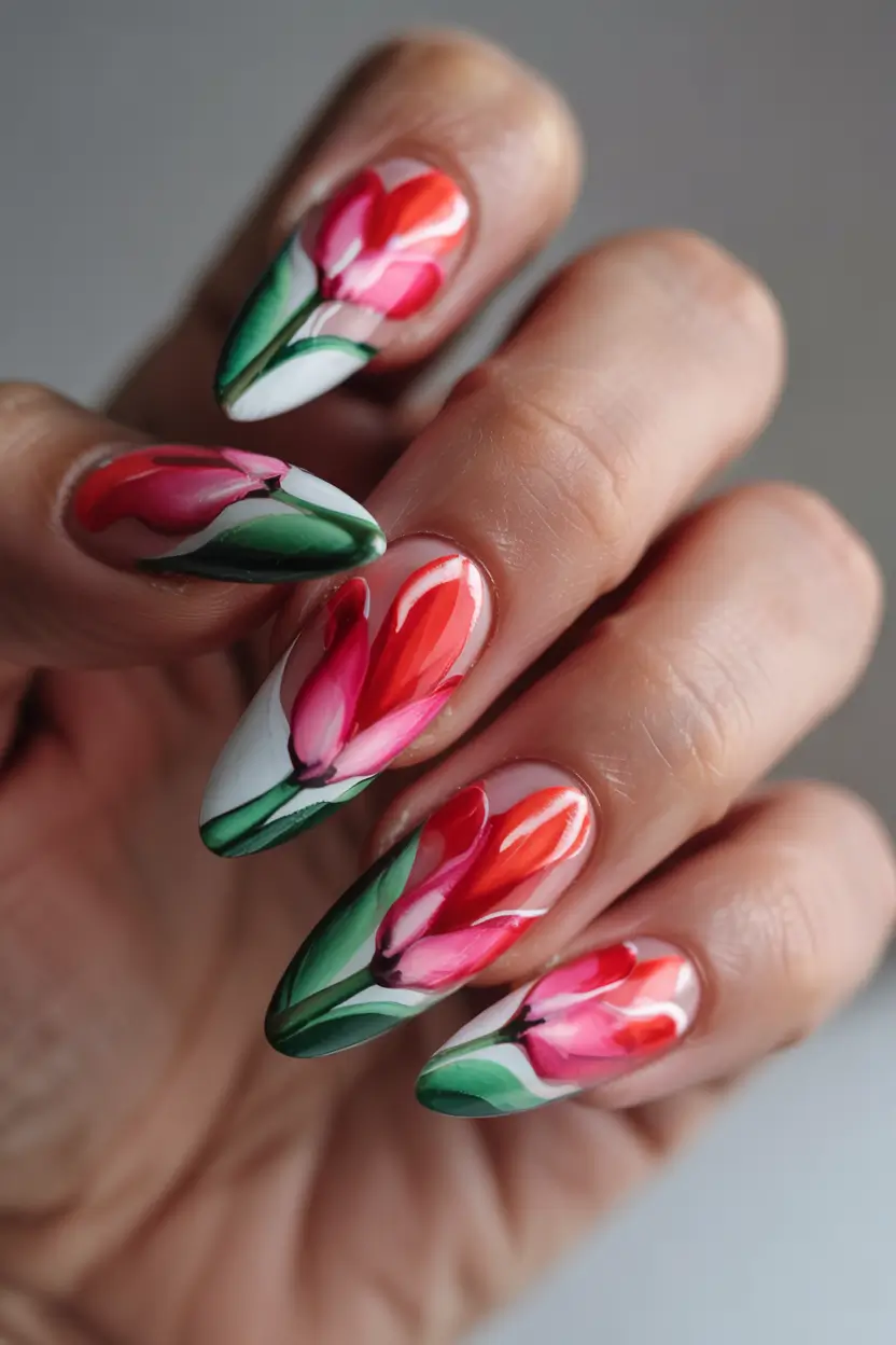 summer almonds nails ideas 2025 Tulip Festival Pop Art