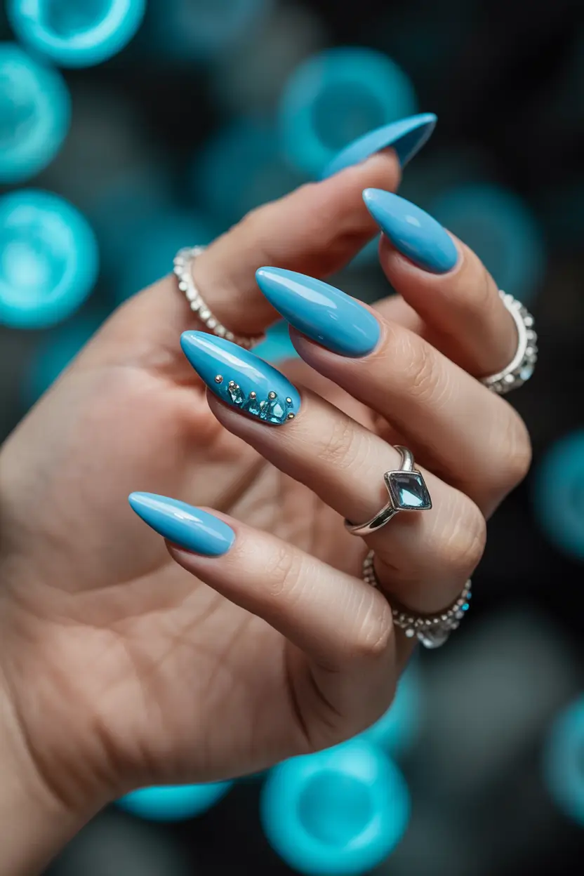 summer almonds nails ideas 2025 Blue Lagoon Gloss