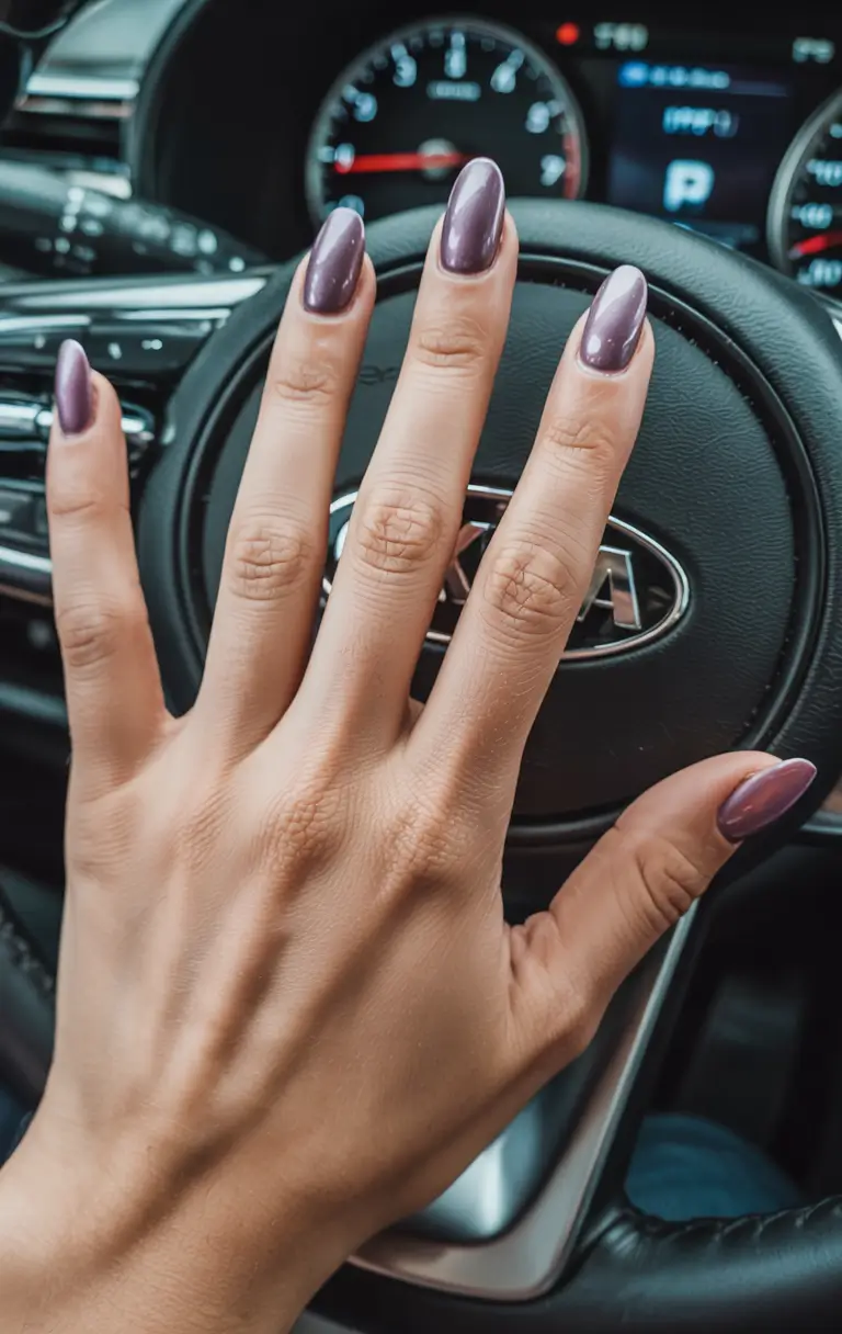 summer classy nails ideas 2025 Smoky Plum Statement for Midnight Drives