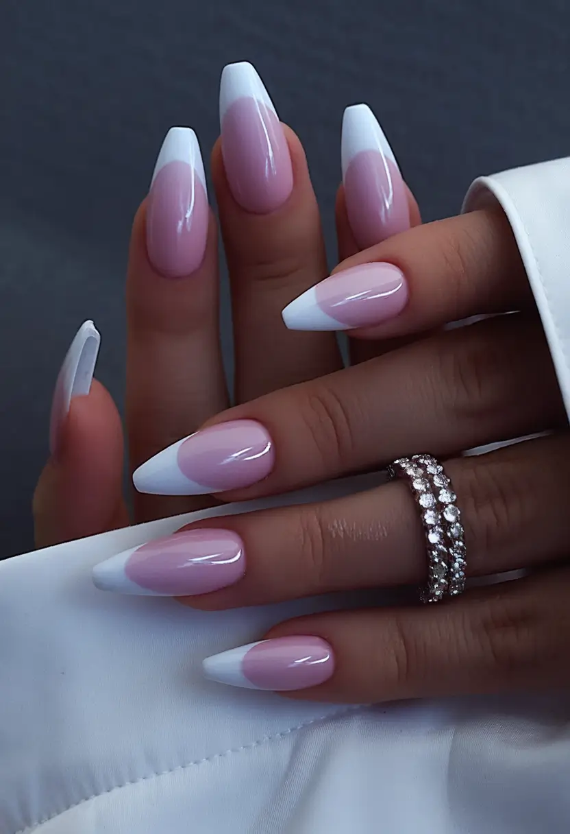 summer classy nails ideas 2025 Modern French Tips with a Crescent Base
