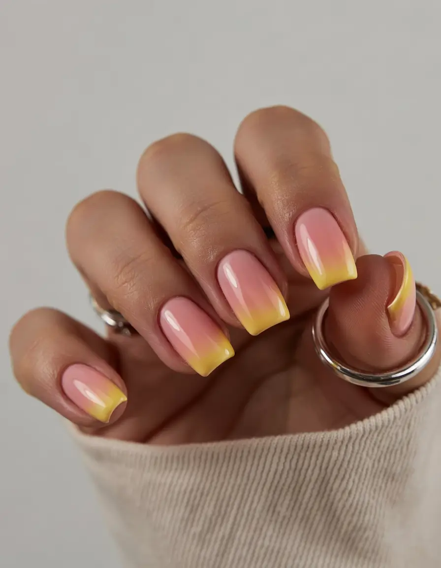  summer gel nail design ideas 2025 lemonade french fade