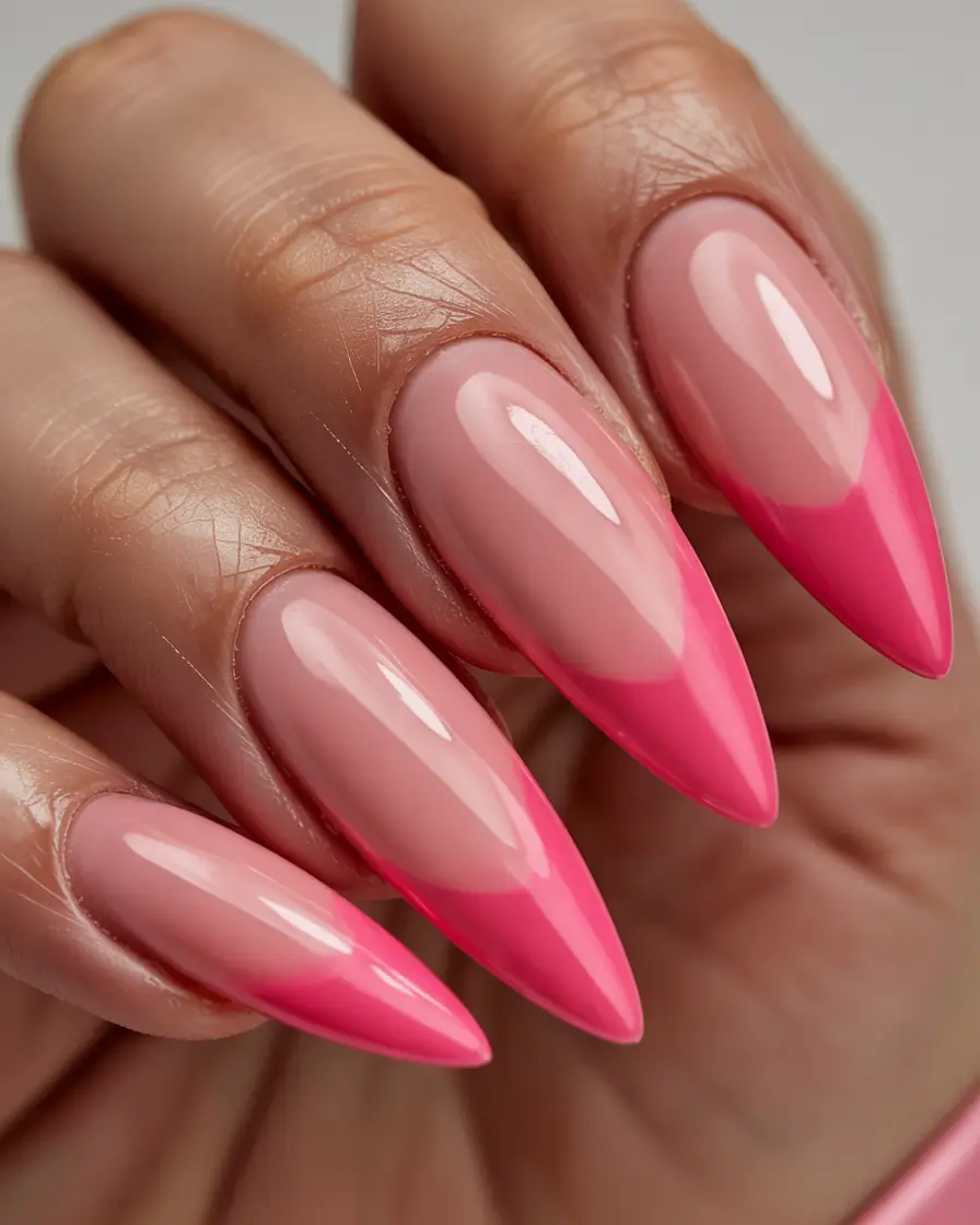summer gel nail design ideas 2025 Fuchsia-Tipped Fierceness
