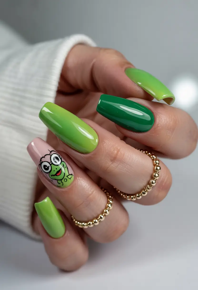 Summer Green Nails Ideas 2025 Kawaii Green With a Side of Sass