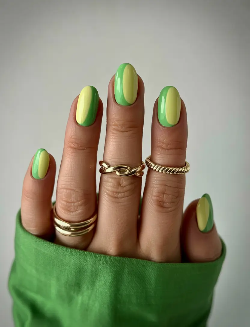 Summer Green Nails Ideas 2025 Mid-Century Split Pea Chic