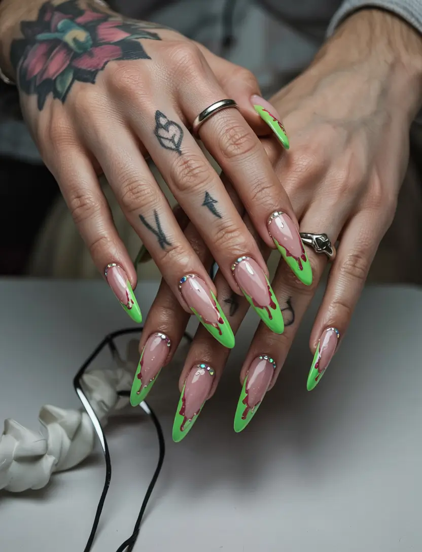 Summer Green Nails Ideas 2025 Neon Edge Meltdown