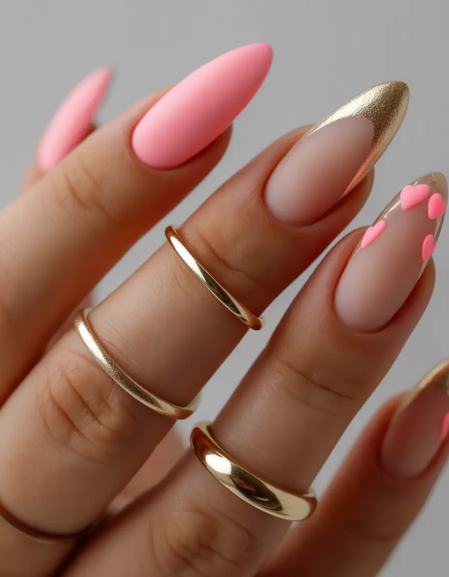 summer long nails ideas 2025 Velvet Rose & Golden Glaze
