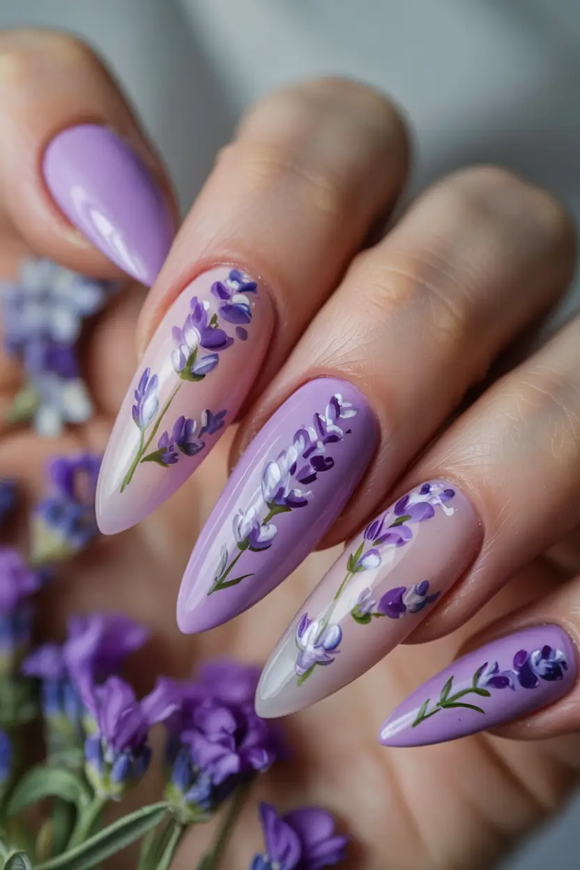summer long nails ideas 2025 Lavender Dreams