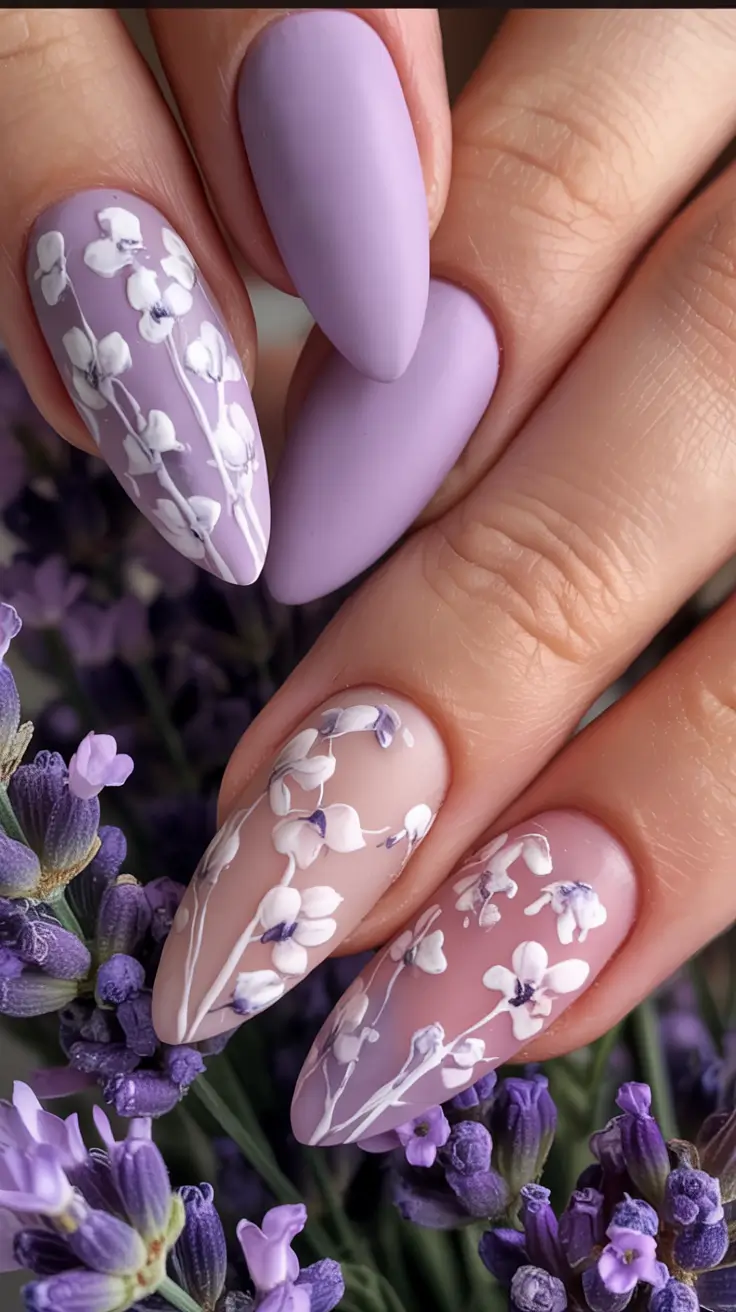 summer nail art ideas 2025 Lavender Fields Forever