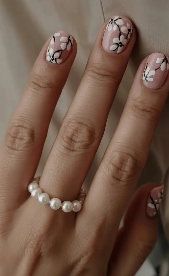 summer pink nails ideas 2025 Delicate Petals on a Short Canvas