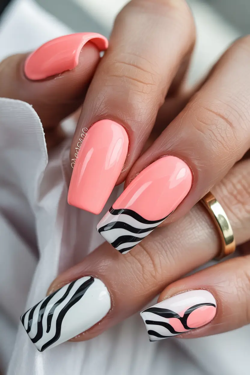 summer pink nails ideas 2025 Pop Art Meets Barbiecore in Graphic Pink